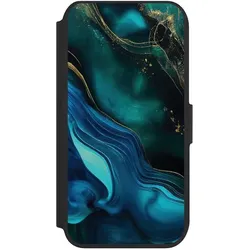 Nivocase Klapphülle für Apple iPhone 8 Handyhülle aus Kunst Leder NIVOflip schwarz Art Farbverlauf Marmor (Apple iPhone 8), Smartphone Hülle, Schwarz