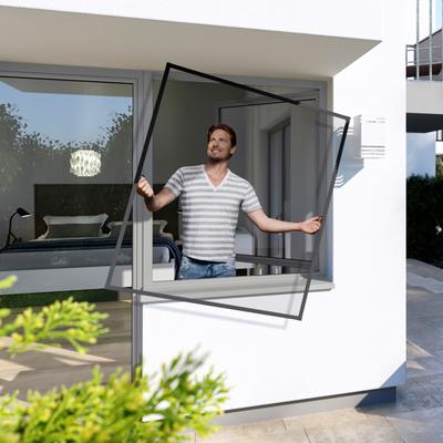 Insektenschutz-Fensterrahmen WINDHAGER "Plus aus robusten Fieberglasgewebe, Insektenschutzgitter für Fenster", grau (rahmen: anthrazit gewebe: anthrazit), B:100cm H:120cm, Insektenschutzgitter, Fliegengitter in weiß, anthrazit erhältlich, 100x120cm,...