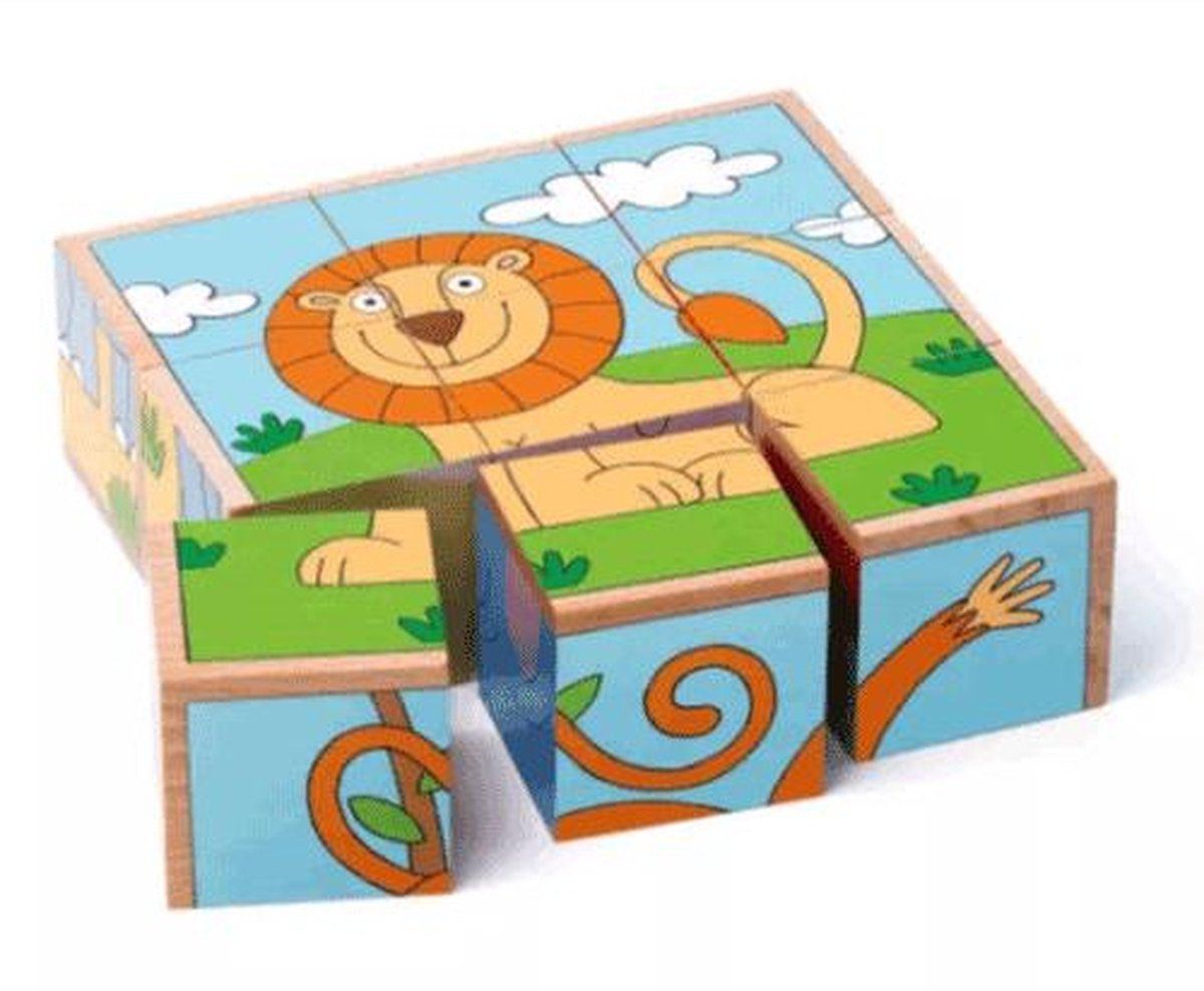 Woody Houten blokpuzzel dieren meerkleurig