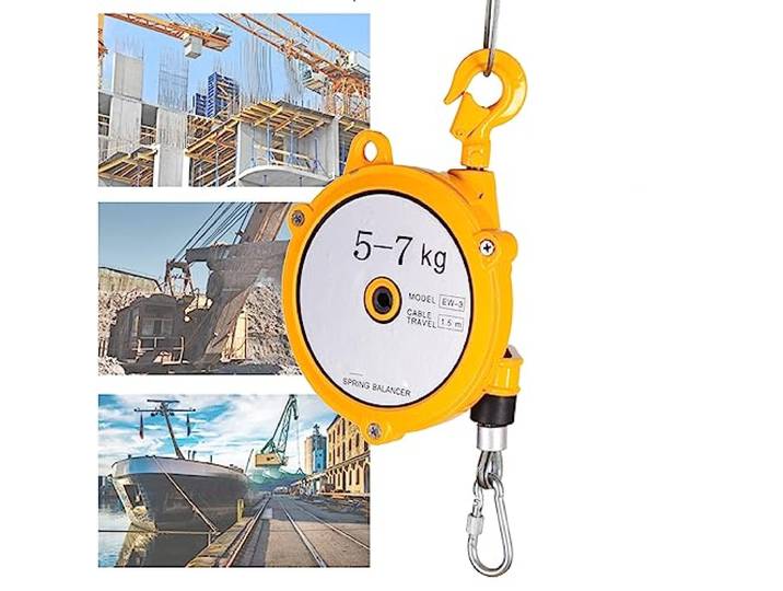PUMPIE Einziehbarer Federzug, Einstellbarer Federzug Balancer Mit 1.5m Seilzug Und Haken, Werkstätten Und Kfz-Ausstattung, für Fließband Mit Montagezubehör (Size : 5-7kg)