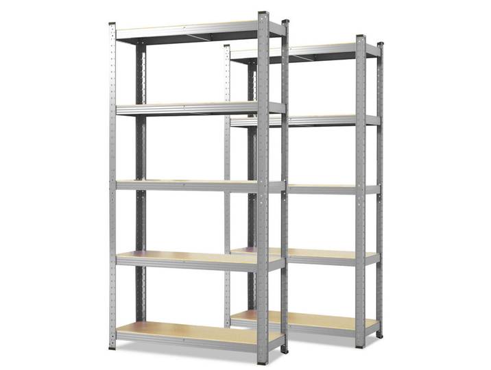 Floordirekt Schwerlastregal Lakota 2er Set, Silberfarben, Metall, 100x200x50 cm, Freizeit & Co, Heimwerken, Werkstatteinrichtung, Schwerlastregal