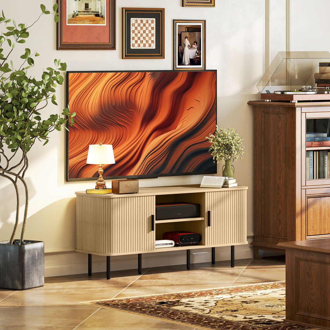 17 Stories HOMCOM TV Unit for Living Room, TV Stand, Oak Tone Oak 55"