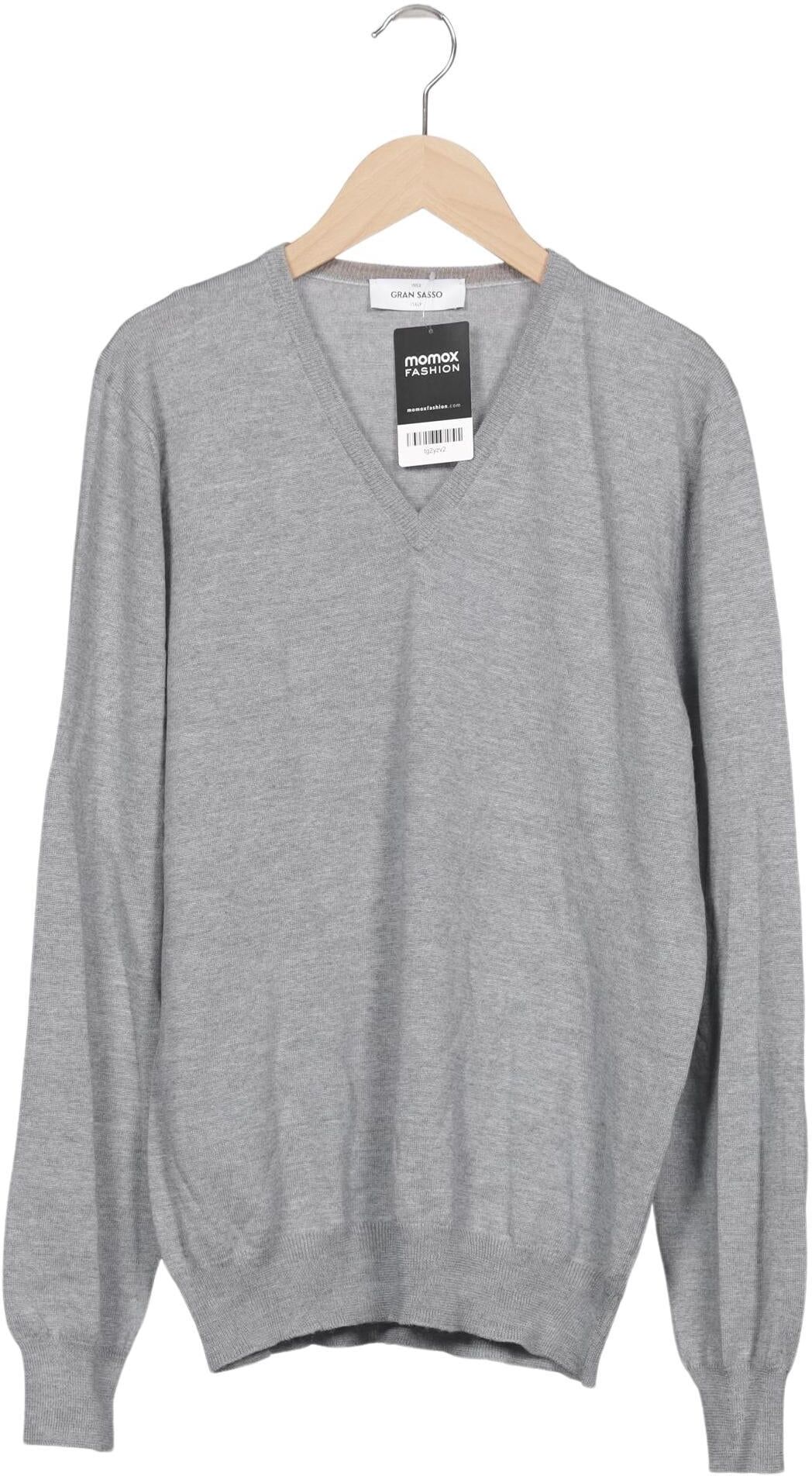 Gran Sasso Herren Pullover, Grau, Gr. EU 48, Schurwolle - Second Hand