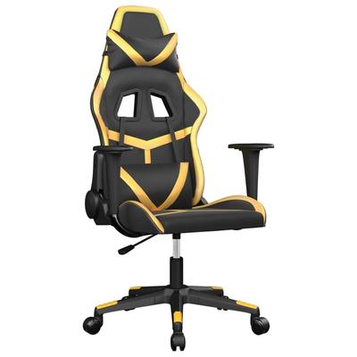 Décoshop26 - Bürostuhl Gaming-Stuhl auf Rollen in schwarzem und goldenem PVC DEC025976