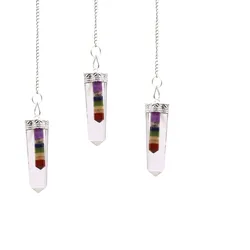 Crystal - 7 Chakra Bounded Thin Point Flat Pendants