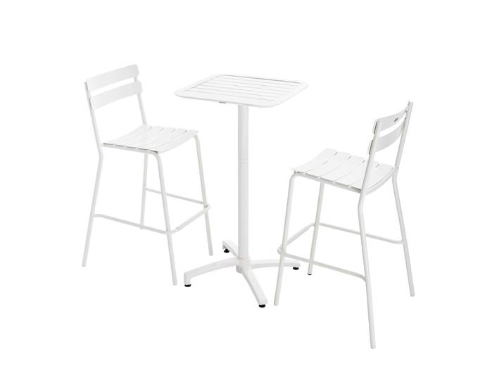 Oviala - Table haute de jardin bistrot carré inclinable en aluminium 60x60 cm et 2 chaises hautes