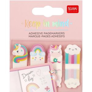 Legami Haftmarker Keep in Mind Unicorn, Folie, beschriftbar, 4 x 30 Streifen, bunt