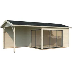 Palmako Gartenhaus Amanda 11,2 + 7,8 m2 Slide - 44 mm naturbelassen