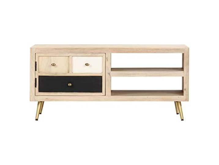 HKLGBVCR Couchtisch aus massivem Mangoholz, 90 x 45 x 40 cm, Retro-Stil