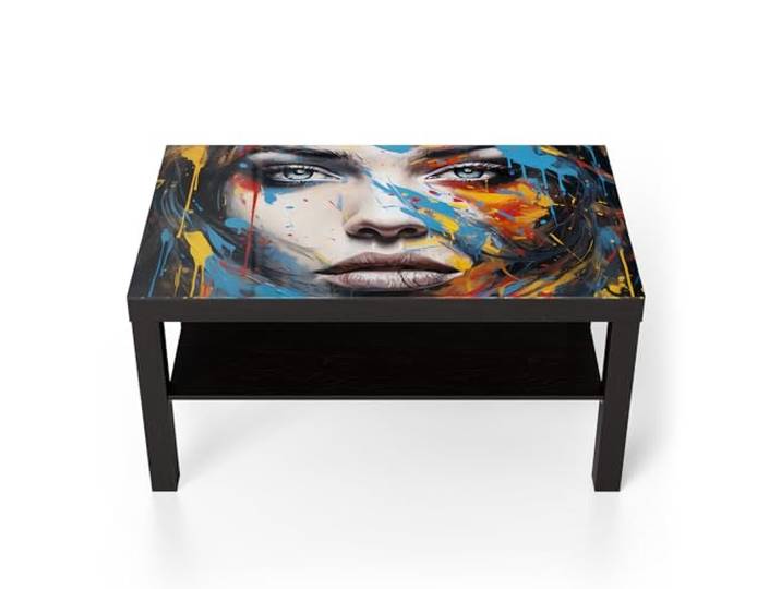DEQORI Glastisch schwarz groß 90x50 cm Motiv Seelensymphonie ausgefallener Beistelltisch aus Glas Hochglanz Couchtisch fürs Wohnzimmer moderner Couch Tisch mit Design