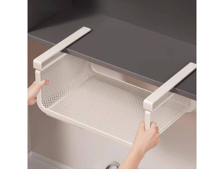 Support de rangement mural extractible sous étagère, filet de rangement mural pour garde-robe, panier suspendu, filet métallique de grande capacité