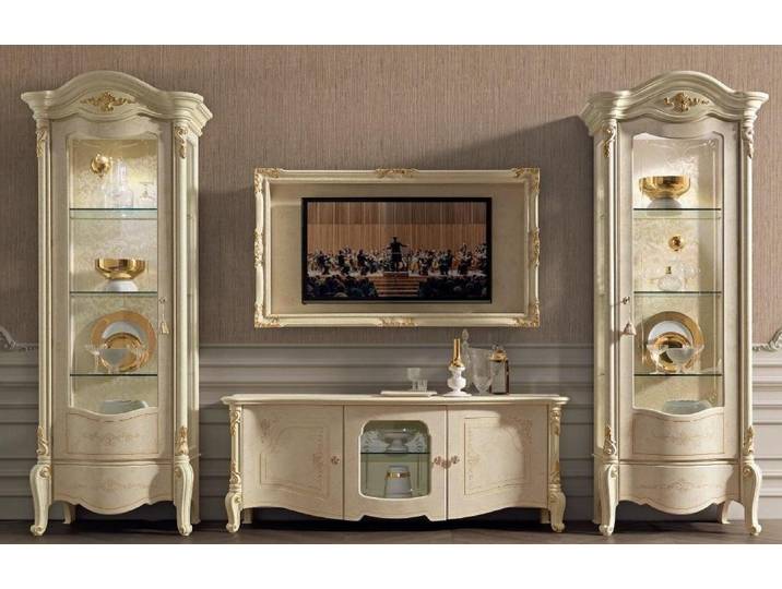 Xlmoebel TV-Schrank Eleganter TV-Schrank aus Holz mit Stauraum und Ablageflächen (TV Schrank + Rahmen) Hergestellt in Europa