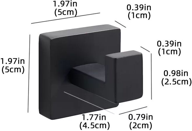 INF Crochets muraux carrés robustes (lot de 2) - Acier inoxydable noir