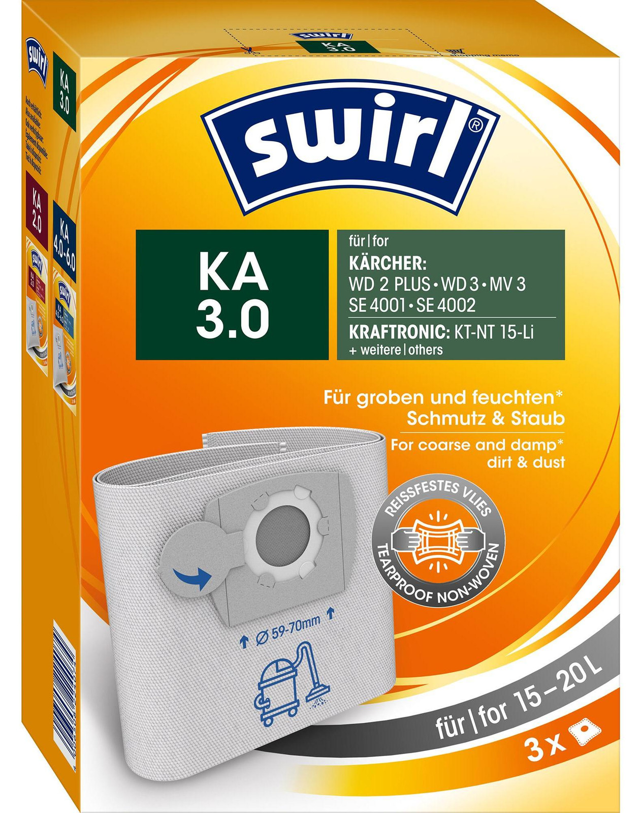 Swirl Stofzuigerzakken KA 3.0 voor Kärcher en Shop-Vac (15-20 liter)