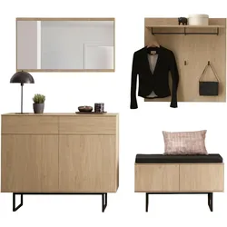 GARDEROBE-SET Stone Eiche 5-teilig 215 cm, Garderobenkombination in modernem Design