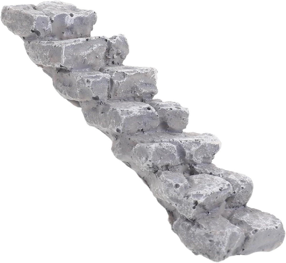 Miniatuur Stenen Trap Grijs - Tuindecoratie met een lengte van 9,6 cm