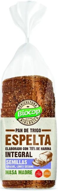 Biocop Pão De Trigo Espelta Integral Sementes Girassol Linho E Sésamo Bio 400g