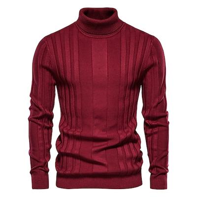 Herren Pullover Strickware Gerippt Stricken Normale Oberteile Farbblock Rollkragen Strickware Neutral Outdoor Bekleidung Frühling Herbst Schwarz Gelb S M L