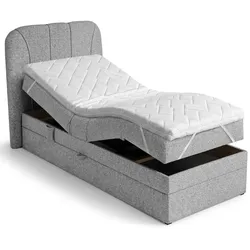 BOXSPRINGBETT Romeo, Einzelbett mit elektrischer Matratzenverstellung, 90x200 cm, Grau