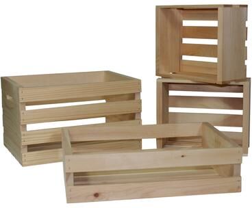 3 Stories Trading Company 4 Piece Unfinished Pine Pallet Style Crate Set