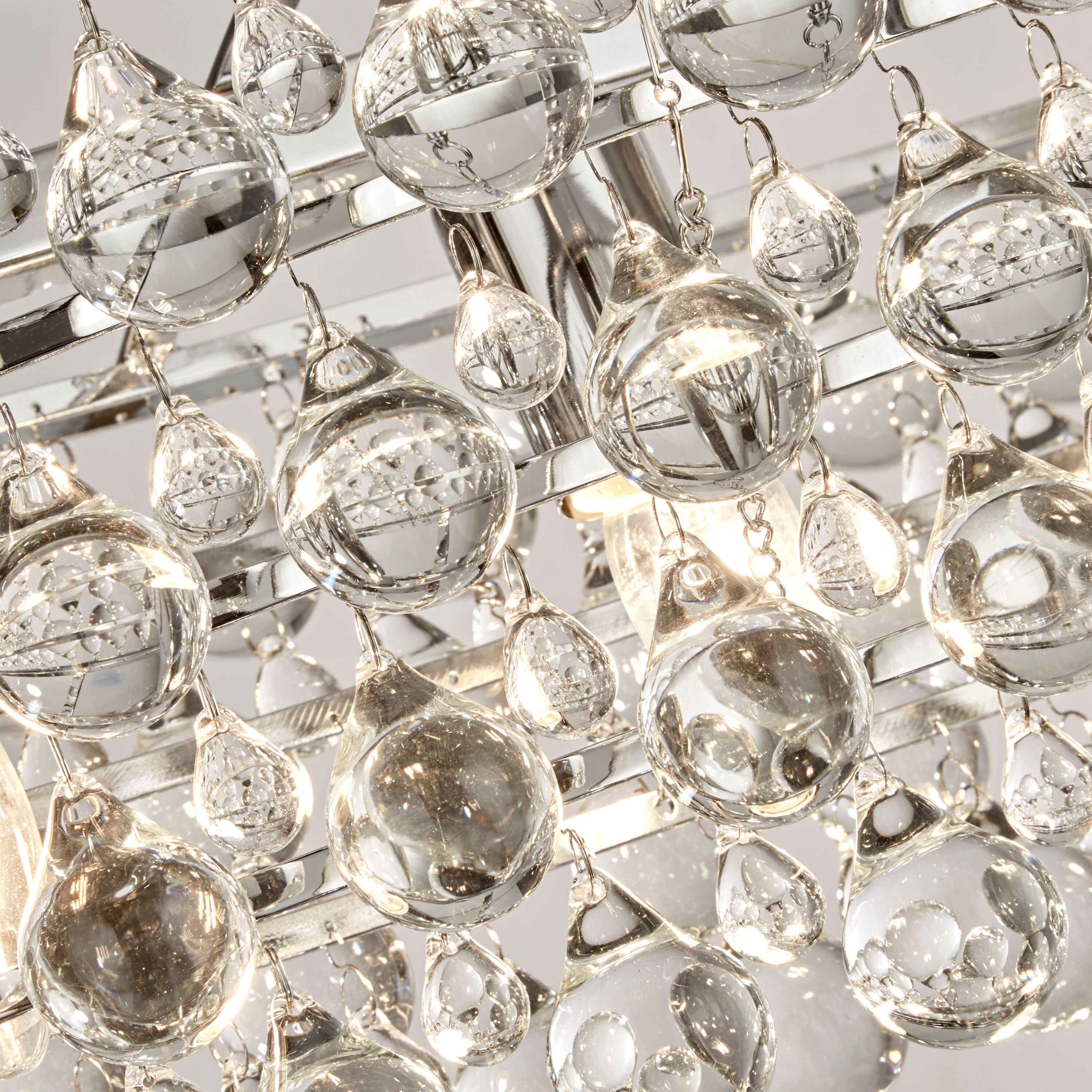 SEARCHLIGHT Hängeleuchte "Hängeleuchte Michelle, 5-flammig", silber (chrom), 5, H: 28cm, 1 Stk., Leuchten, Glamourös, Hängeleuchte