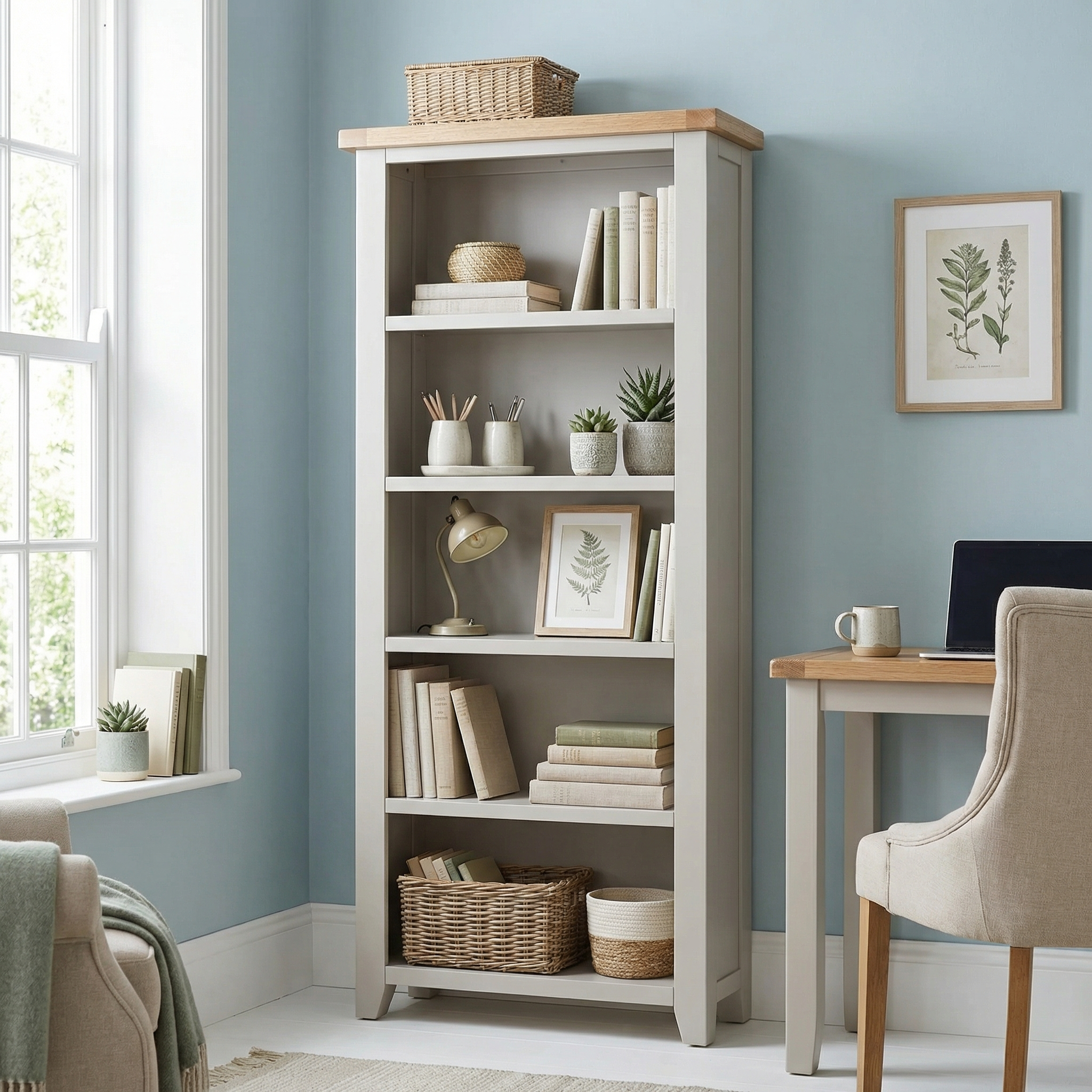 Burford Large Bookcase in Pebble Grey