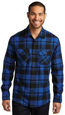 Port Authority W668 Plaid Flannel Shirt in Royal/Black size XS