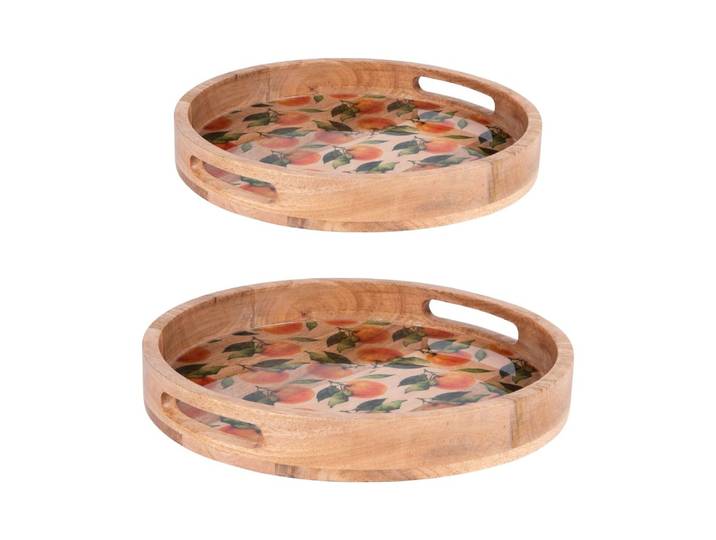 Set de 2 plateaux ronds 35 et 40 cm multicolores