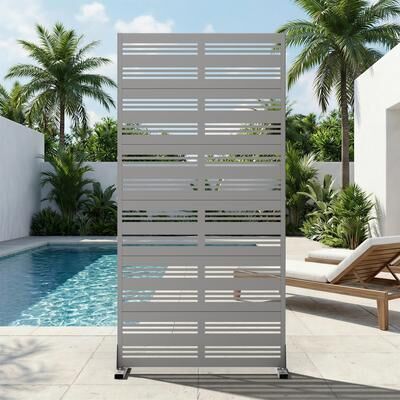 Dovelina Outdoor Privacy Screen Metal Privacy Screen Panel Free Standing