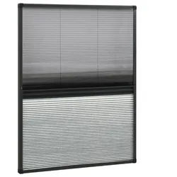 vidaXL Insektenschutz-Plissee für Fenster Alu mit Jalousie : Farbe - Anthrazit, Größe - 80 x 100 cm