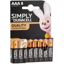 Duracell Alkaline Batterie "simply" Micro AAA, 8er Blister (8 Stk., AAA), Batterien + Akkus