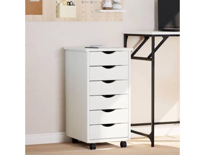 GPWERSDF Rollschrank mit Schubladen Weiss Massivholz Kiefer Fahrbar Massivholz Kiefer, weiße Oberfläche, Rollen, vielseitig, einfache Reinigung