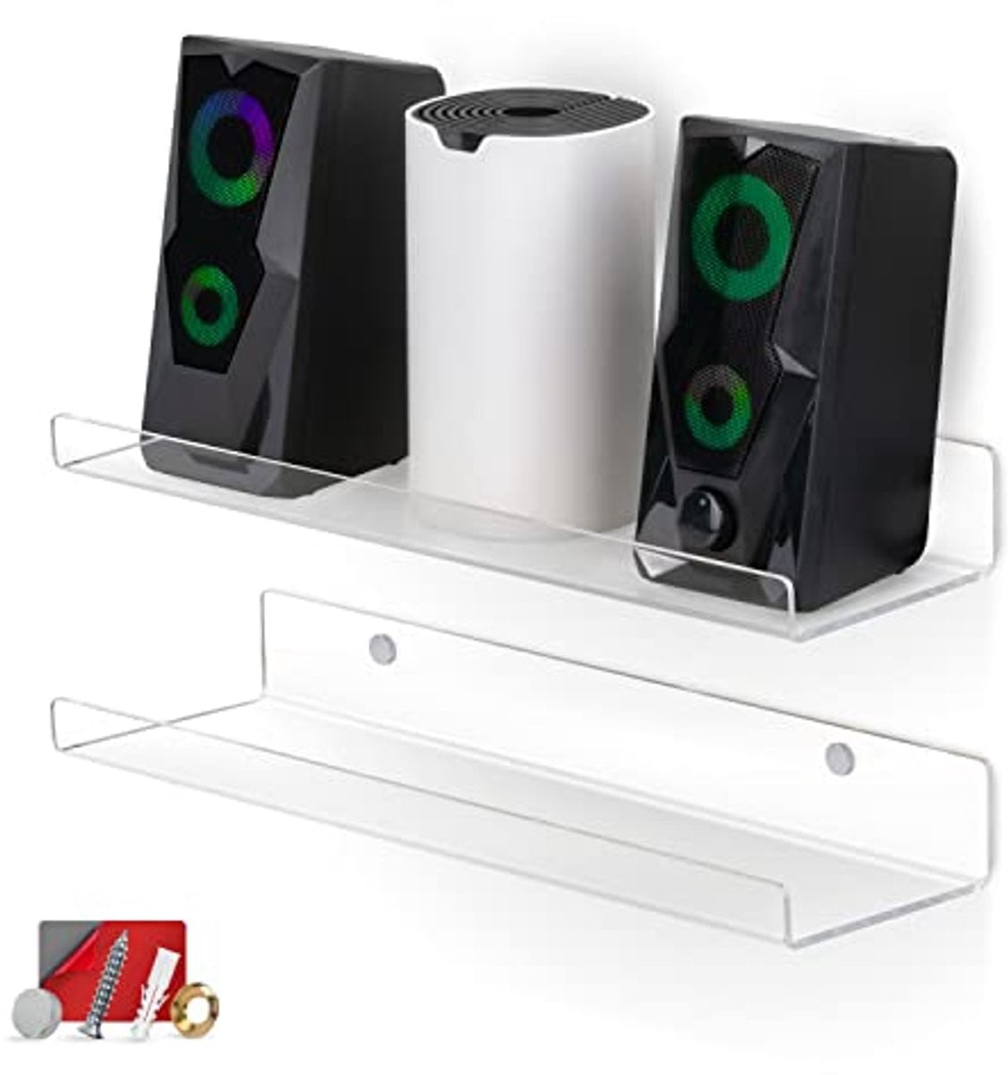 Set van 2 Drijvende Acryl Wandplanken voor Decoratie en Opslag, 38,1 cm