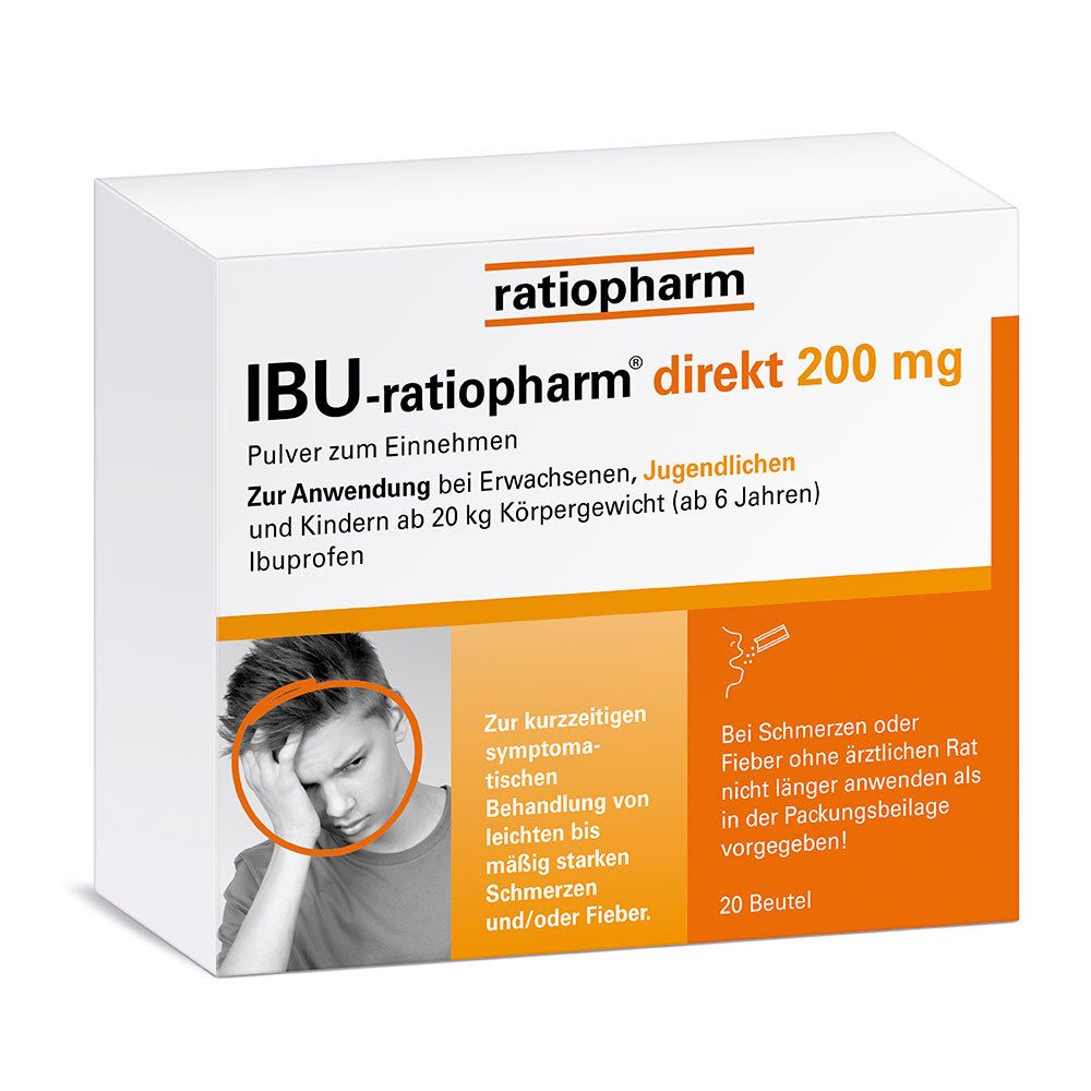 Ibu-Ratiopharm direkt 200 mg Pulver zum Einnehmen 20 St