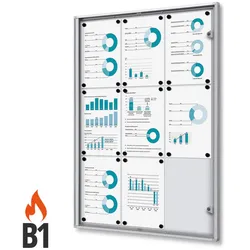Schaukasten 9x A4, B1 Norm Alu Brandschutz brandsicher schwer entflammbar 9xA4