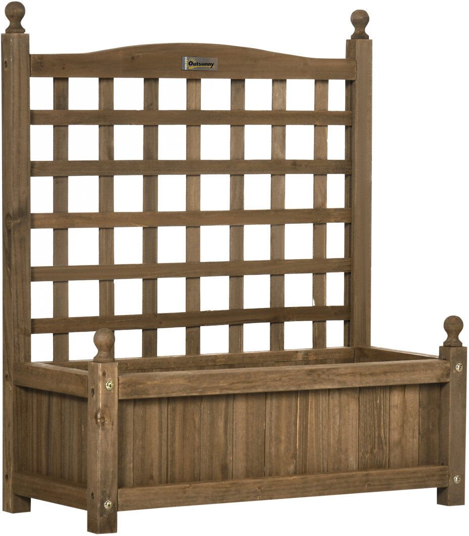 Union Rustic Bastille 64 x 28 x 75 cm Garden Planters with Trellis Brown 75cm H X 64cm W X 28cm D