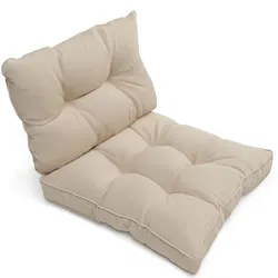 LOUNGEKISSEN Flair Outdoor Sitz 60x60x10cm mit Rücken 60x40x12cm Natur (2tlg)