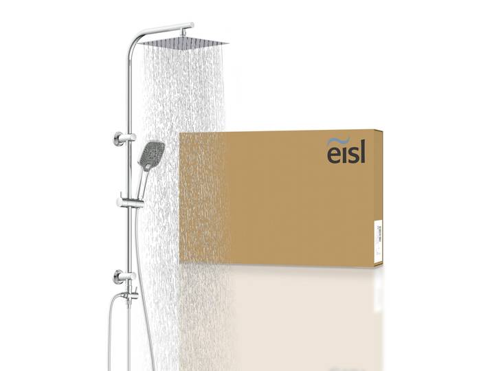 Brausegarnitur EISL EASY DELUXE , silber (chrom), H:96,5cm, ABS-Kunststoff, Brausegarnituren, Brausegarnitur, Regendusche, Antikalk, höhenverstellbar, inkl. Duschabzieher