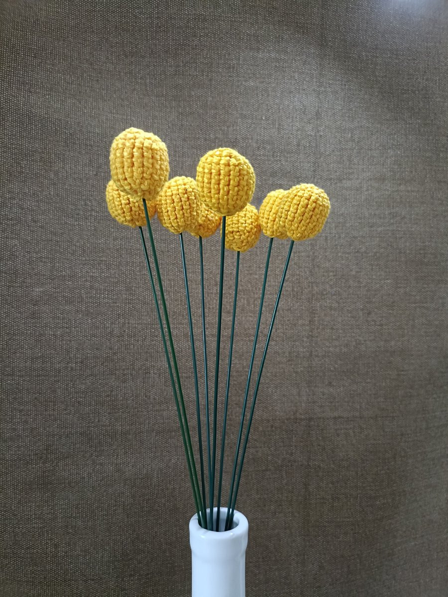 Knuffelsenzo Craspedia Gele Bol Bloem - Gehaakte Handgemaakte Kunstbloem