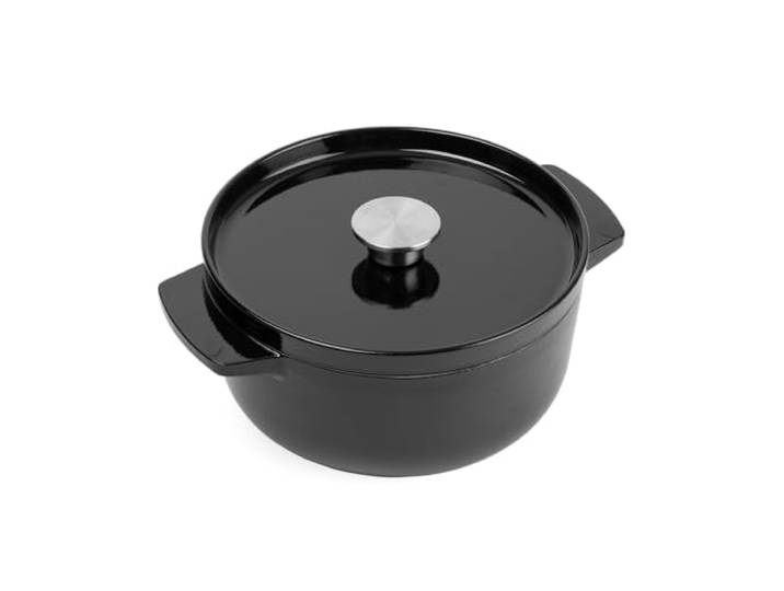 KitchenAid Cast Iron 22cm/3,3L Kasserolle mit Deckel, Hochwertig, Robust & Langlebig, Anbraten, Bräunen,Braten,PFAS-freie Emaille Innenseite,Induktion,Ergonomischer Griff,Ofenfest bis 260°C,Onyx Black