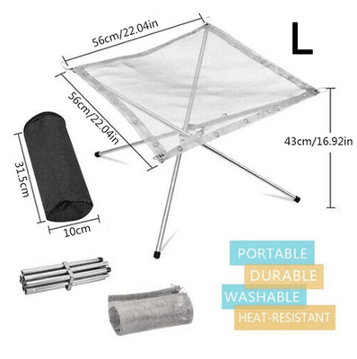 Inspire Daily Merch Portable Outdoor Fire Pit Stand Collapsible Steel Mesh Stove Shelf For Wood Heater Ideal For Camping, Backyard l