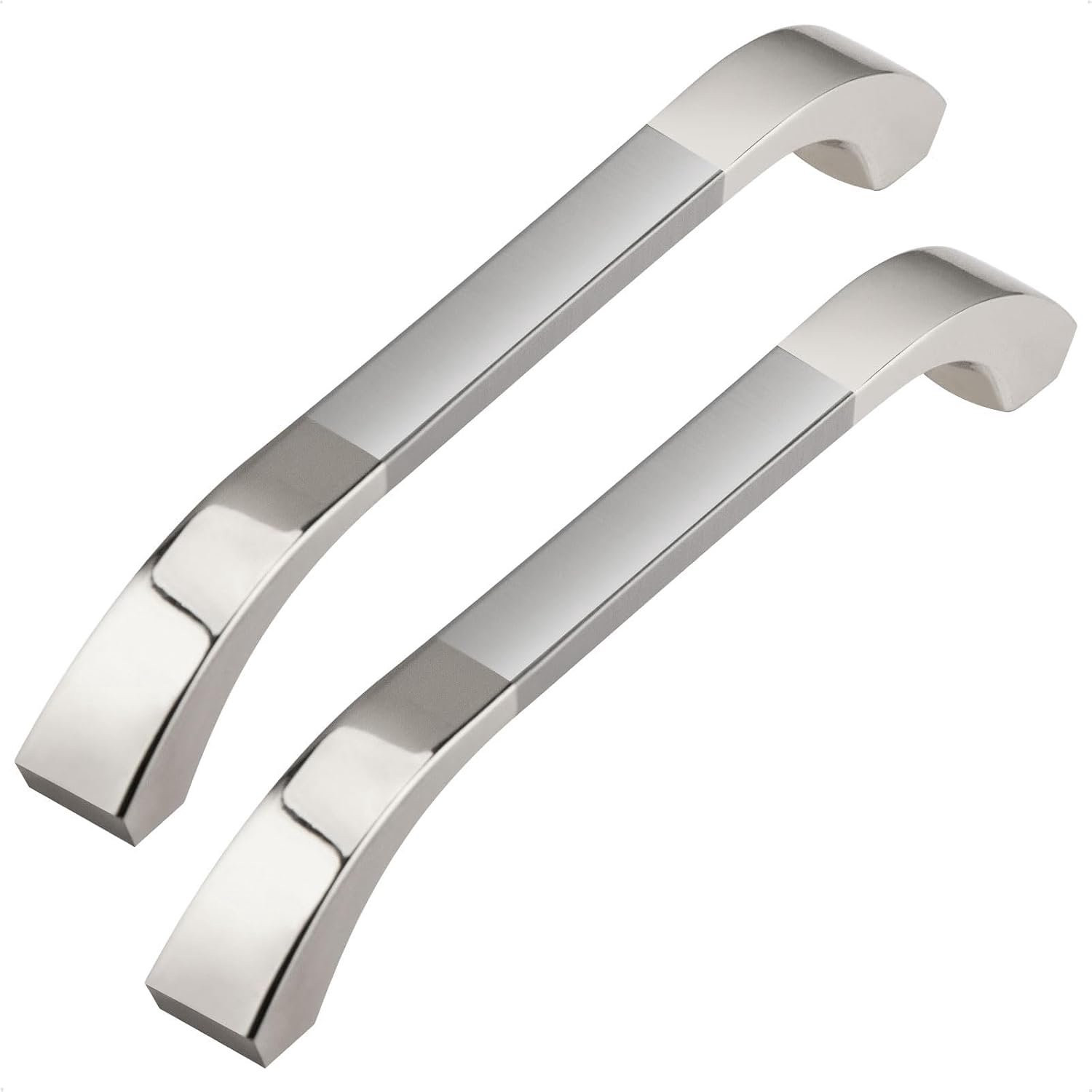 Set van 6 moderne keukenkastgrepen in zilver, lengte: 12,8 cm