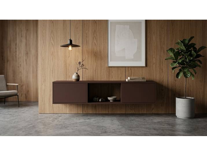 Hängesideboard planen in Mokkabraun MDF Lackiert Schokoladen-braun