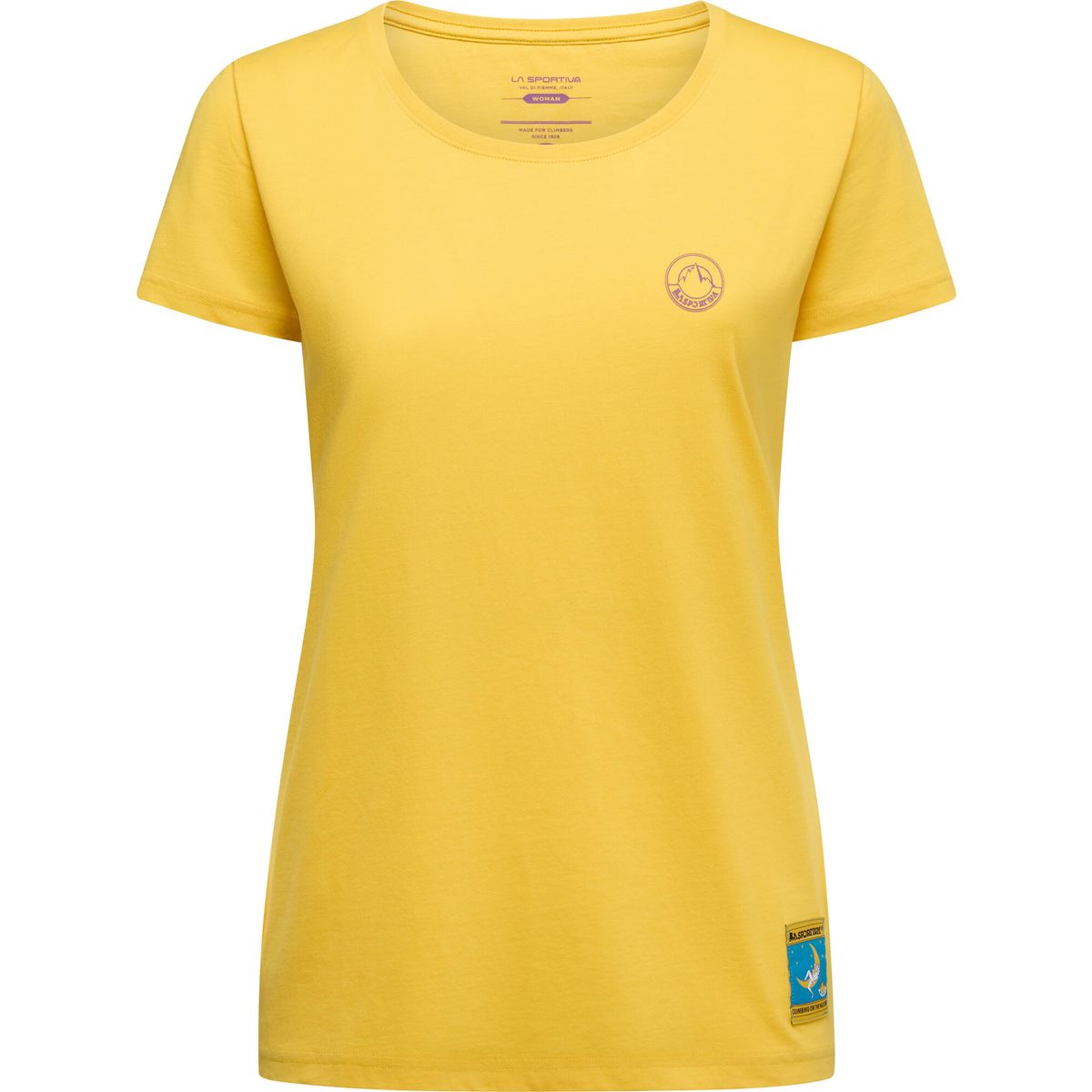 La Sportiva Climbing on The Moon T-shirt Women giallo/viola (Y08U07) S ZACT158Y08U07S