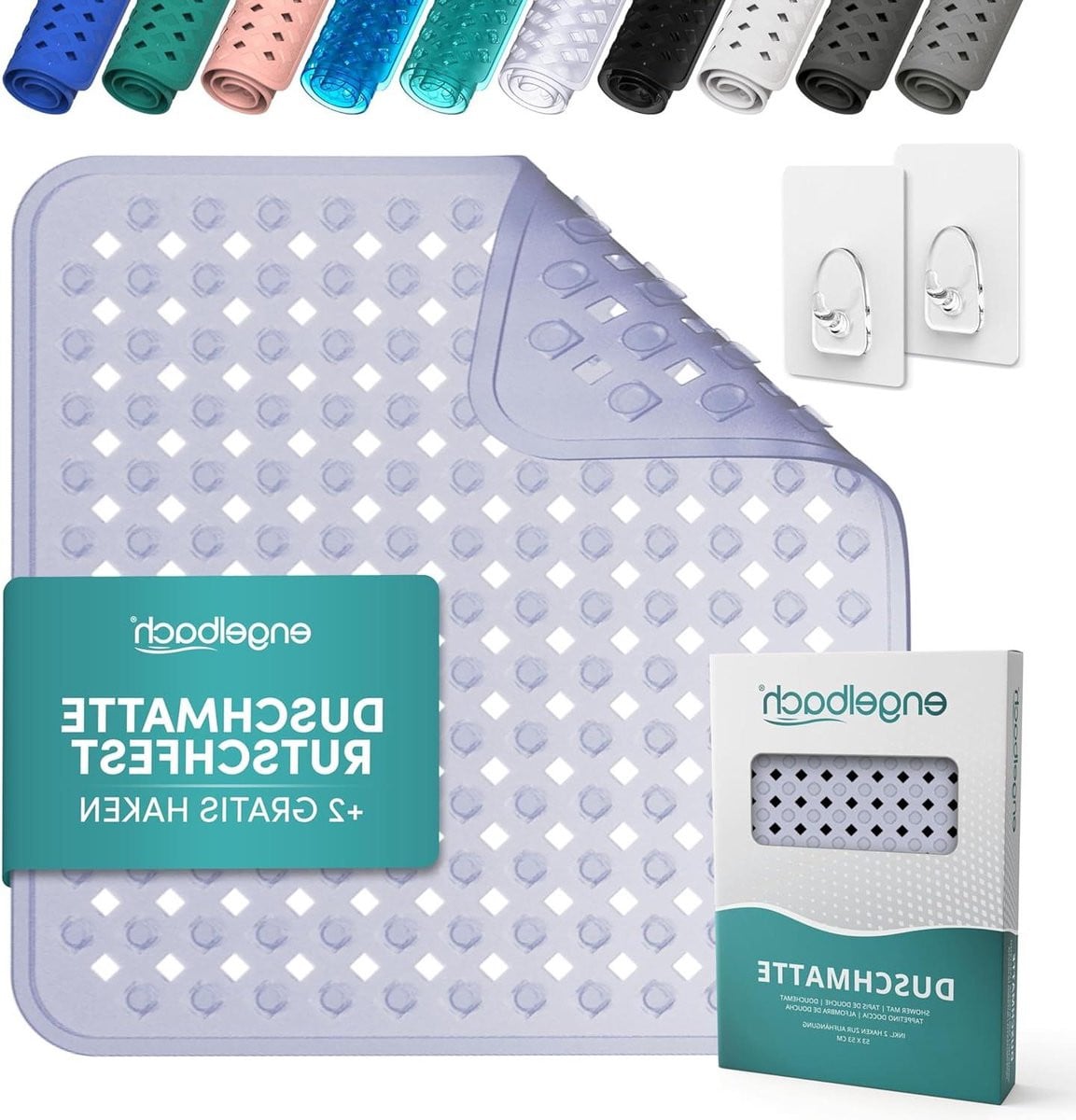 Transparante antislip douchemat voor veilig douchen, 53 x 53 cm