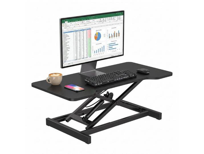 Rehausseur de Bureau Ergonomique 80x40x50cm Convertisseur Assis-Debout pour Ordinateur avec Réglage Hauteur à Gaz
