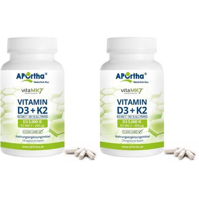Vitamin D3 5.000 I.e. 125 µg+Vit.K2 VitaMK7 200 µg 2x 2x120 St Kapseln