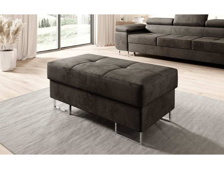 Beistellhocker Jess mit Stauraum - Dunkelbraun - Samt - Luxusbetten24