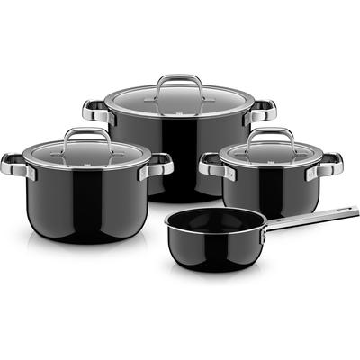 Topf-Set WMF "Fusiontec Mineral Pro", schwarz, Töpfe, kratzfeste Oberfläche, wärmereduzierende Hohlgriffe, Made in Germany