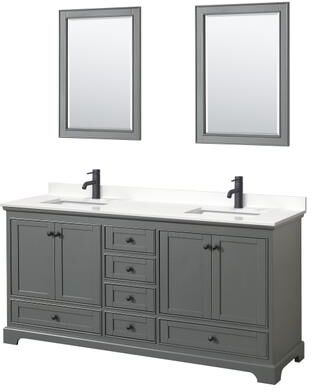 Wyndham Collection Deborah 72-inch Double Vanity, Quartz Top, 24-inch Mirrors